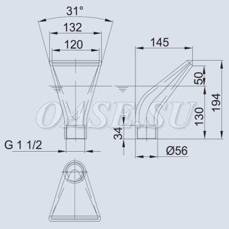 Фонтанная насадка Волна - Gushing nozzle 115-15