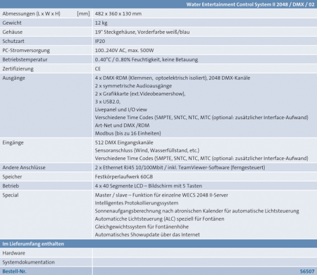 Пульт управления фонтаном WECS II 2048/DMX/02