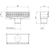 Переливная арматура в стену URK 100 E