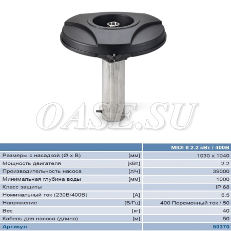 Плавающий фонтан MIDI II 2,2 kW/400 V