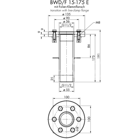 Закладной проход через стену дно BWDF 15-175 E